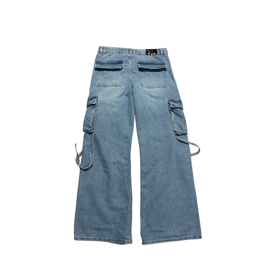 Love For Humanity Jeans Womens Denim Light Wash Wide Leg Cargo Pants - Picture 2 of 9